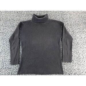 Partners Womens Ribbed Turtleneck Sweater Long Sleeve Charcoal Size L